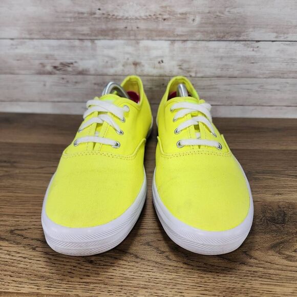 Keds Women's Champion Seasonal Canvas Low Top Sneaker Neon Yellow size 8.5 - Picture 2 of 8